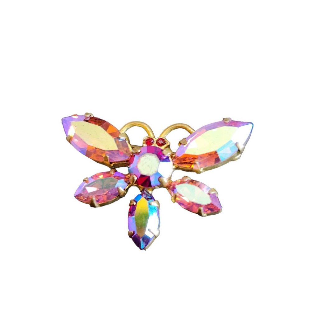 Vintage Signed Austria AB Rhinestone Butterfly Brooch (A1706)